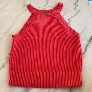 Express Salmon Sweater Crop Top